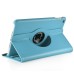 360 Degree Rotating Folio Lichi PU Leather Flip Swivel Stand Smart Wake / Sleep Case Cover With Elastic Belt For iPad Mini 4 - Light Blue