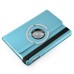 360 Degree Rotating Folio Lichi PU Leather Flip Swivel Stand Smart Wake / Sleep Case Cover With Elastic Belt For iPad Mini 4 - Light Blue