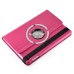 360 Degree Rotating Folio Lichi PU Leather Flip Swivel Stand Smart Wake / Sleep Case Cover With Elastic Belt For iPad Mini 4 - Pink