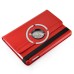 360 Degree Rotating Folio Lichi PU Leather Flip Swivel Stand Smart Wake / Sleep Case Cover With Elastic Belt For iPad Mini 4 - Red