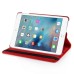 360 Degree Rotating Folio Lichi PU Leather Flip Swivel Stand Smart Wake / Sleep Case Cover With Elastic Belt For iPad Mini 4 - Red