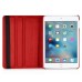 360 Degree Rotating Folio Lichi PU Leather Flip Swivel Stand Smart Wake / Sleep Case Cover With Elastic Belt For iPad Mini 4 - Red