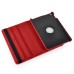 360 Degree Rotating Folio Lichi PU Leather Flip Swivel Stand Smart Wake / Sleep Case Cover With Elastic Belt For iPad Mini 4 - Red