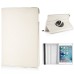 360 Degree Rotating Folio Lichi PU Leather Flip Swivel Stand Smart Wake / Sleep Case Cover With Elastic Belt For iPad Mini 4 - White