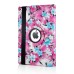 360 Degree Rotation Design Flower Pattern Stand Leather Smart Case for iPad Air 2 ( iPad 6 ) - Magenta