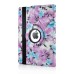 360 Degree Rotation Design Flower Pattern Stand Leather Smart Case for iPad Air 2 ( iPad 6 ) - Purple