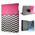 360 Degree Rotation Design Wave Pattern Stand Leather Smart Case for iPad Air ( iPad 5 ) - Magenta