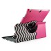 360 Degree Rotation Design Wave Pattern Stand Leather Smart Case for iPad Air ( iPad 5 ) - Magenta