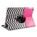 360 Degree Rotation Design Wave Pattern Stand Leather Smart Case for iPad Mini 1/2/3 - Magenta