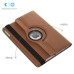 360 Degree Rotation Jean Fabric Wake/Sleep Flip Stand Smart Cover with Card Slot for iPad Air - Brown