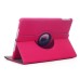 360 Degree Rotation Jean Fabric Wake/Sleep Flip Stand Smart Cover with Card Slot for iPad Air - Magenta