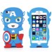 3D Cartoon Captain America Pattern Impact Resistant Silicone Jelly Cases Cover For iPhone 5 iPhone 5s - Blue