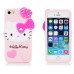 3D Cute Cartoon Hello Kitty  Bowknot Pattern Shock Absorption Soft Silicone Cases Cover For iPhone 5 iPhone 5s