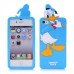 3D Cute Disney Cartoon Donald Duck Pattern Shock Absorbing Soft Silicone Case Cover For iPhone 4 iPhone 4S - Blue