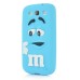 3D Cute M&M Pattern Silicone Rubberized Case Cover for Samsung Galaxy S3 - Blue