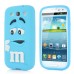 3D Cute M&M Pattern Silicone Rubberized Case Cover for Samsung Galaxy S3 - Blue