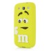 3D Cute M&M Pattern Silicone Rubberized Case Cover for Samsung Galaxy S3 - Yellow