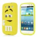 3D Cute M&M Pattern Silicone Rubberized Case Cover for Samsung Galaxy S3 - Yellow