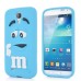 3D Cute M&M Pattern Silicone Rubberized Case Cover for Samsung Galaxy S4 - Blue