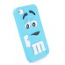 3D Cute M&M Pattern Silicone Rubberized Case Cover for iPhone 4 iPhone 4S - Blue