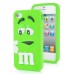 3D Cute M&M Pattern Silicone Rubberized Case Cover for iPhone 4 iPhone 4S - Green