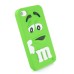 3D Cute M&M Pattern Silicone Rubberized Case Cover for iPhone 4 iPhone 4S - Green