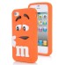 3D Cute M&M Pattern Silicone Rubberized Case Cover for iPhone 4 iPhone 4S - Orange