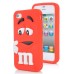 3D Cute M&M Pattern Silicone Rubberized Case Cover for iPhone 4 iPhone 4S - Red