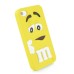 3D Cute M&M Pattern Silicone Rubberized Case Cover for iPhone 4 iPhone 4S - Yellow