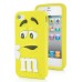 3D Cute M&M Pattern Silicone Rubberized Case Cover for iPhone 4 iPhone 4S - Yellow