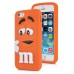 3D Cute M&M Pattern Silicone Rubberized Case Cover for iPhone 5 iPhone 5s - Orange