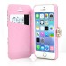 3D Deluxe Magnetic Bling Sparkling Encrusted Diamond Pearl Leather Flip Stand Case Cover With Card Slot  Holder For iPhone 5 iPhone 5s - Pink