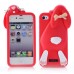 3D Shock Absorbing Cartoon Cute Bucktooth Rabbit Soft Rubberized Silicone Snap-On Case Cover For iPhone 4S iPhone 4