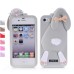 3D Shock Absorbing Cartoon Cute Bucktooth Rabbit Soft Rubberized Silicone Snap-On Case Cover For iPhone 4S iPhone 4