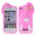 3D Shock Absorbing Cartoon Cute Bucktooth Rabbit Soft Rubberized Silicone Snap-On Case Cover For iPhone 4S iPhone 4