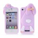 3D Shock Absorbing Cartoon Cute Bucktooth Rabbit Soft Rubberized Silicone Snap-On Case Cover For iPhone 4S iPhone 4