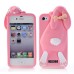 3D Shock Absorbing Cartoon Cute Bucktooth Rabbit Soft Rubberized Silicone Snap-On Case Cover For iPhone 4S iPhone 4