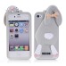 3D Shock Absorbing Cartoon Cute Bucktooth Rabbit Soft Rubberized Silicone Snap-On Case Cover For iPhone 4S iPhone 4