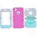 3 In 1 Anti-Shock Chevron And Anchor Pattern Plastic With Silicone Hybrid Case Cover For iPhone 4 iPhone 4S - Magenta