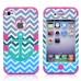 3 In 1 Anti-Shock Chevron And Anchor Pattern Plastic With Silicone Hybrid Case Cover For iPhone 4 iPhone 4S - Magenta