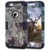 3 In 1 Armor Triple Layer Tree And Deer Grain PC And TPU Hybrid Defender Back Case for iPhone 6 / 6s - Black