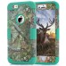 3 In 1 Armor Triple Layer Tree Trunk Grain PC And TPU Hybrid Defender Back Case for iPhone 6 / 6s Plus - Dark Green