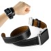 3 In 1 Bundle Genuine Leather Wrist Strap Watch Band Double Tour Bracelet Replacement For Apple Watch 38 mm - Black