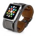 3 In 1 Bundle Genuine Leather Wrist Strap Watch Band Double Tour Bracelet Replacement For Apple Watch 38 mm - Grey