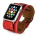 3 In 1 Bundle Genuine Leather Wrist Strap Watch Band Double Tour Bracelet Replacement For Apple Watch 38 mm - Red