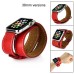 3 In 1 Bundle Genuine Leather Wrist Strap Watch Band Double Tour Bracelet Replacement For Apple Watch 38 mm - Red