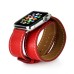 3 In 1 Bundle Genuine Leather Wrist Strap Watch Band Double Tour Bracelet Replacement For Apple Watch 38 mm - Red