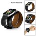 3 In 1 Bundle Genuine Leather Wrist Strap Watch Band Double Tour Bracelet Replacement For Apple Watch 42 mm - Black