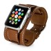 3 In 1 Bundle Genuine Leather Wrist Strap Watch Band Double Tour Bracelet Replacement For Apple Watch 42 mm - Brown