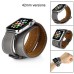 3 In 1 Bundle Genuine Leather Wrist Strap Watch Band Double Tour Bracelet Replacement For Apple Watch 42 mm - Grey